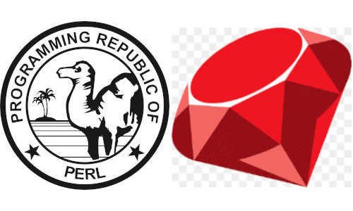 Logos of perl and ruby programming languages